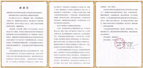 東起對(duì)澤亞管理咨詢的感謝