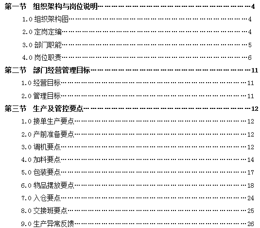 車間管理手冊(cè)（目錄）